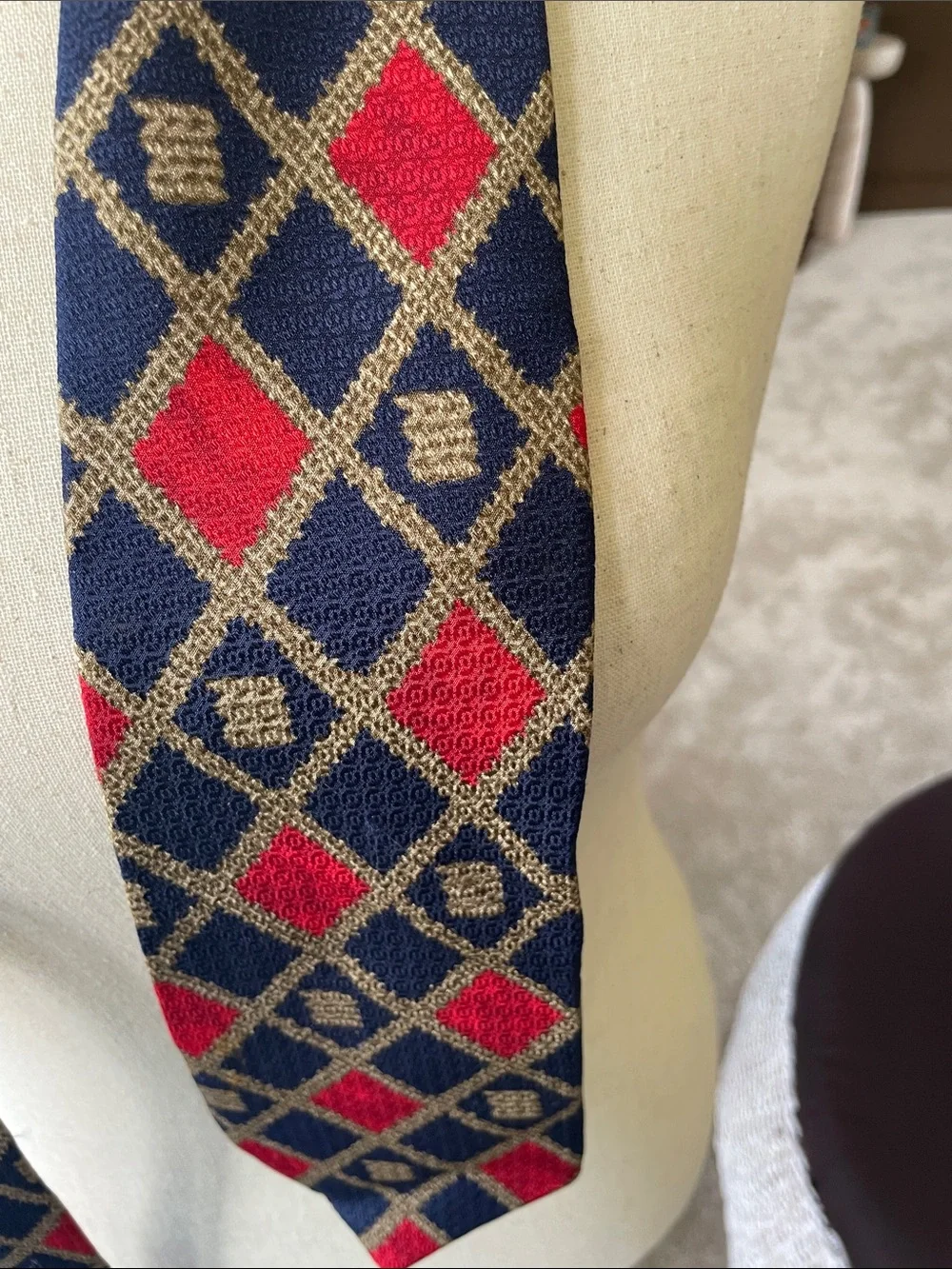 Courchevel by Damon Classic Navy and Red Diamond Woven Tie
